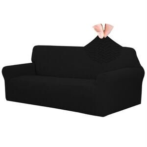 Easy-Going‎ Stretch Jacquard Couch Slipcover 1-Piece Black Furniture Protector